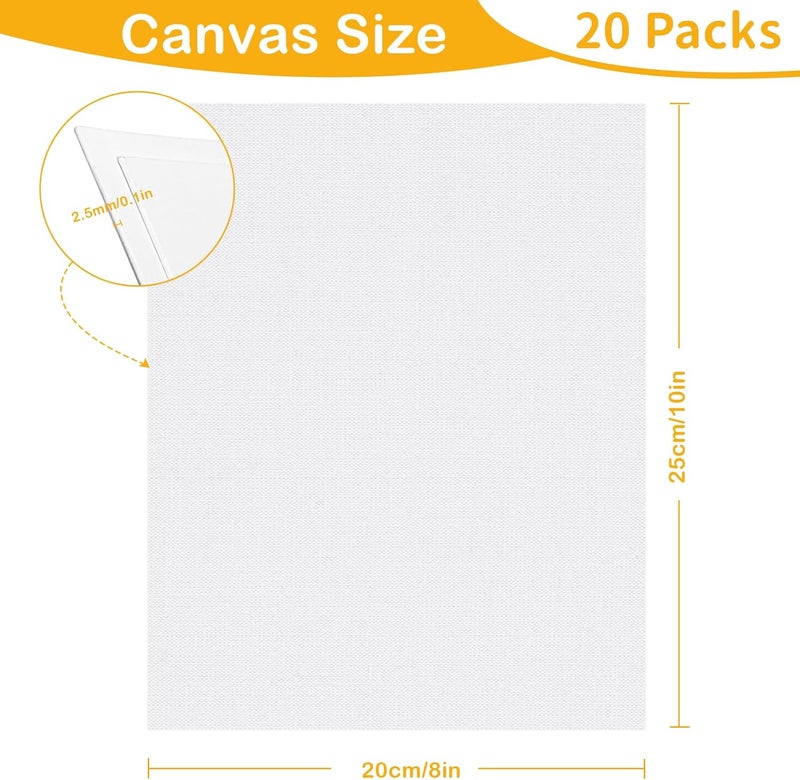 KORCCI 20 Packs Canvas for Painting 8''x10'', Cotton Acid-Free Blank Canvas Panels for Acrylic & Oil & Watercolor, for Professional Artist, Hobby Painters & Beginners - Image 2